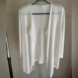 august silk White Open-Front Mesh Cardigan